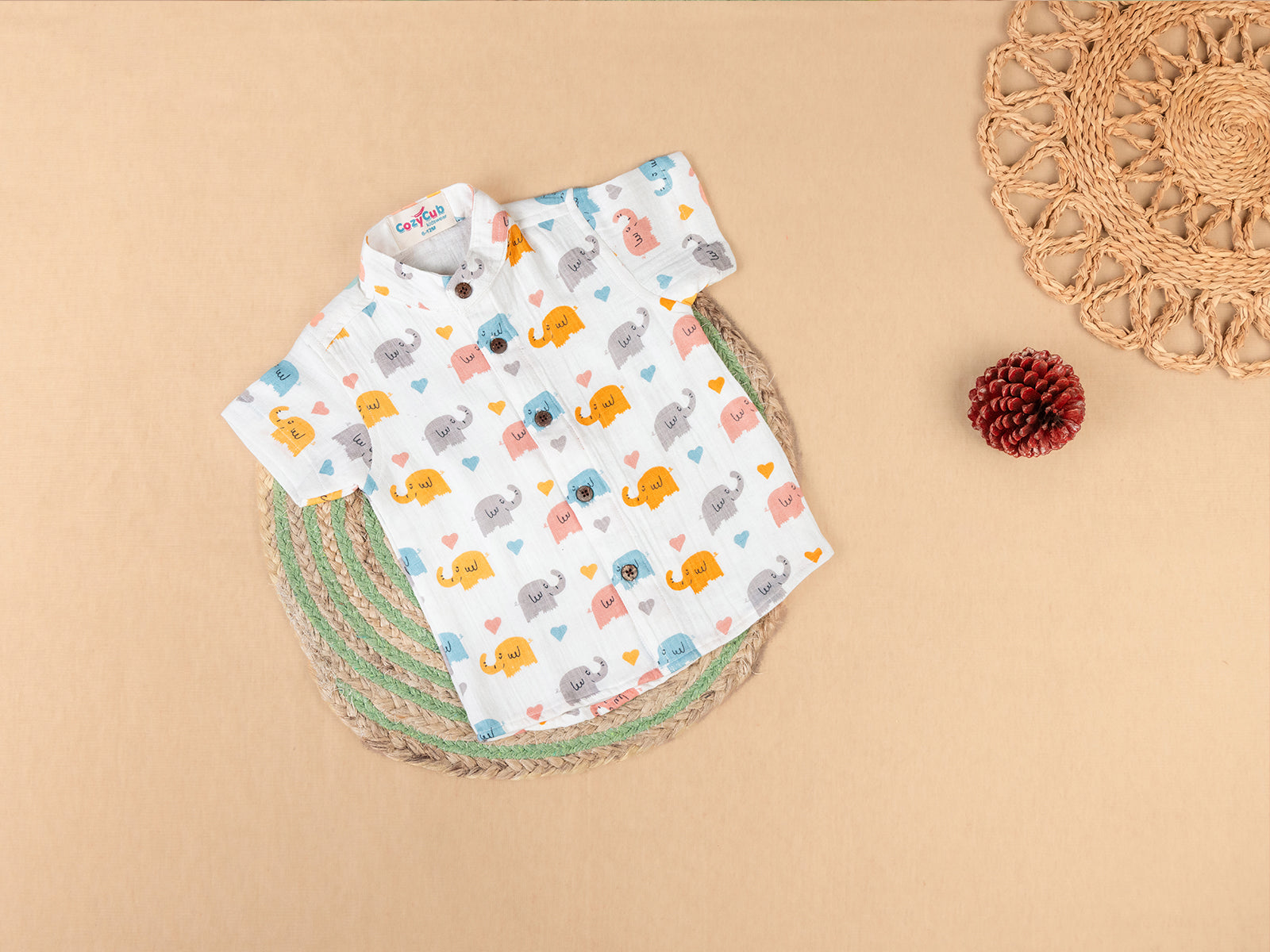 White and Vibrant Royal Blue Elephant Parade - Half Sleeve Set