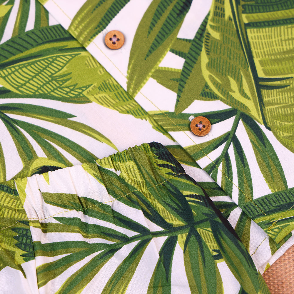 Jungle Vibes Open-Collar Cotton Co-ord Set for Boys