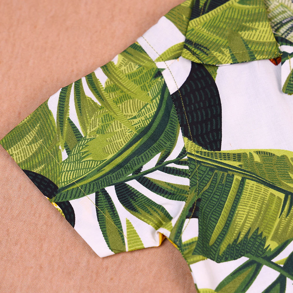 Jungle Vibes Open-Collar Cotton Co-ord Set for Boys
