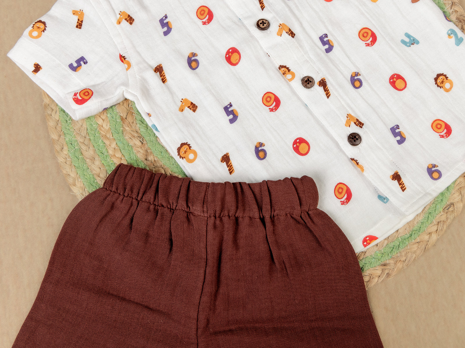 Number Fun cheerful light brown - Half Sleeve Set