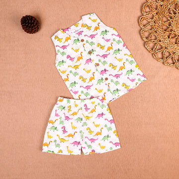 Dino Fun Cotton Jabla & Shorts Co-ord Set