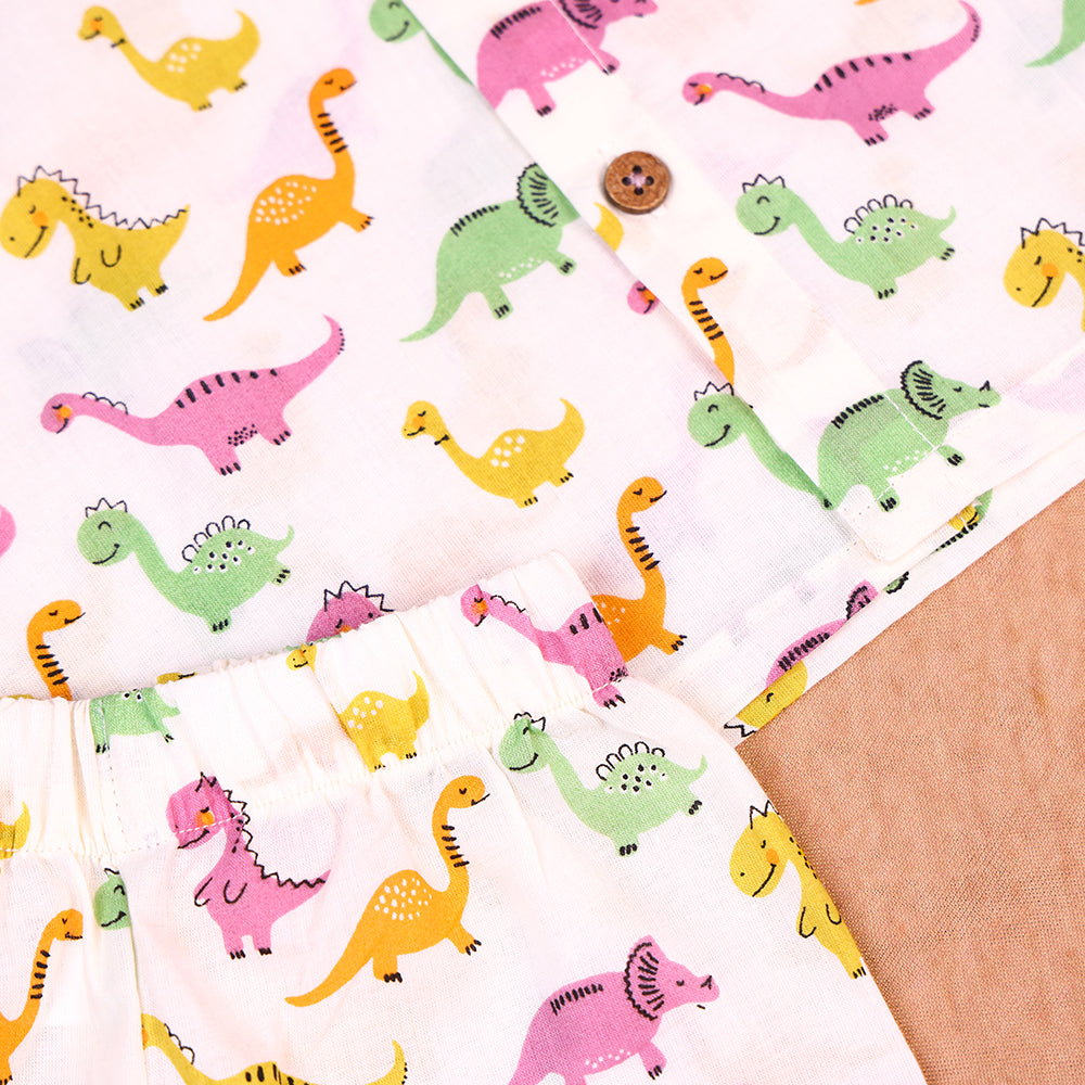 Dino Fun Cotton Jabla & Shorts Co-ord Set