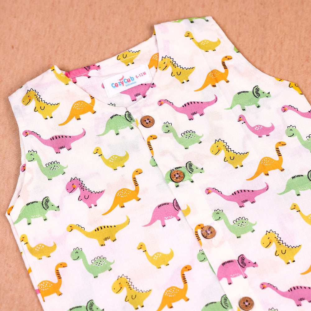 Dino Fun Cotton Jabla & Shorts Co-ord Set