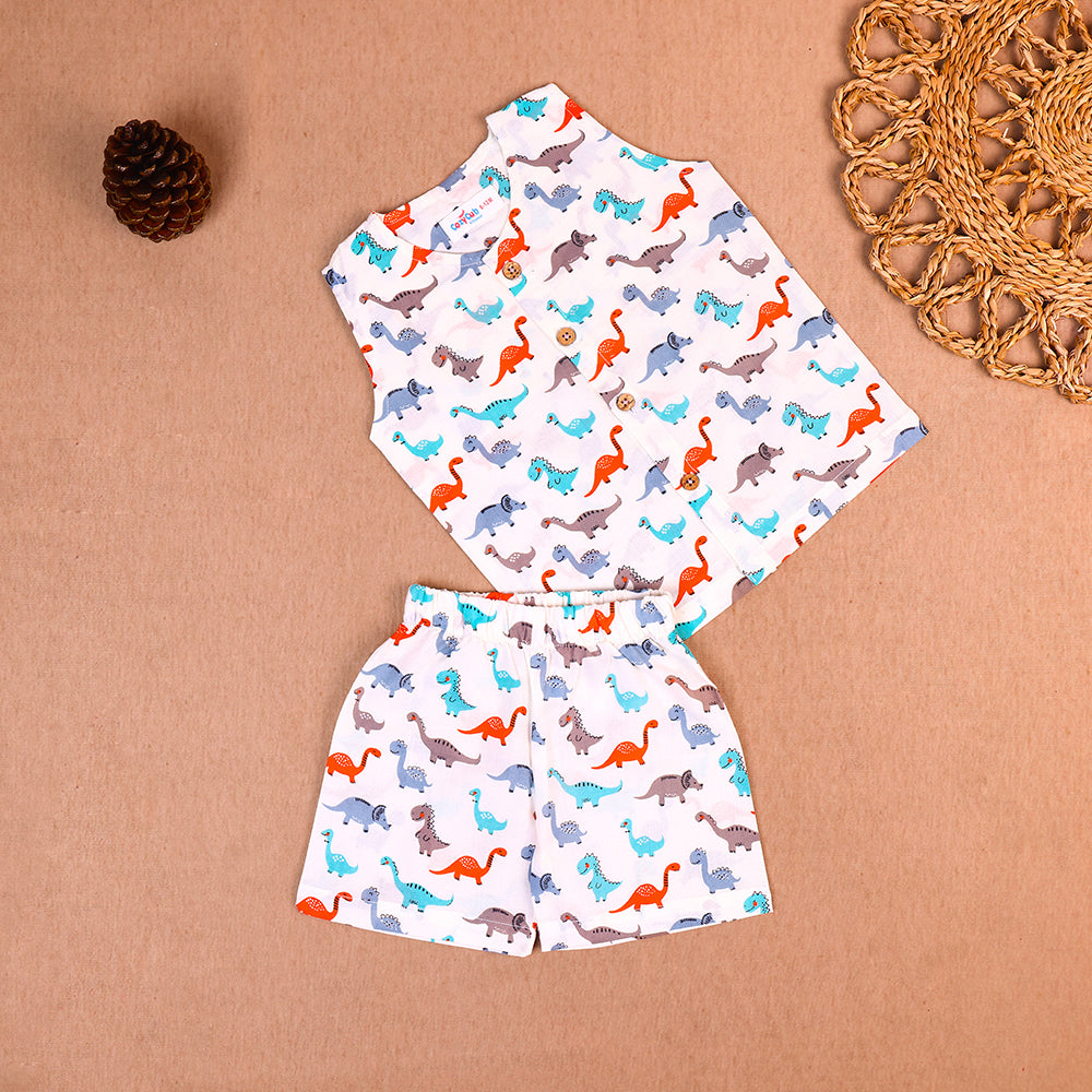 Little Dino Days Cotton Jabla & Shorts Co-ord Set