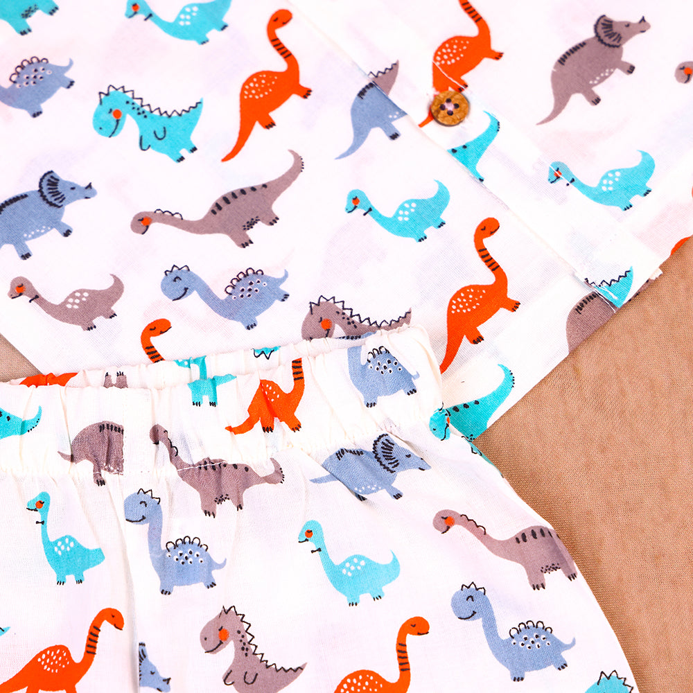 Little Dino Days Cotton Jabla & Shorts Co-ord Set