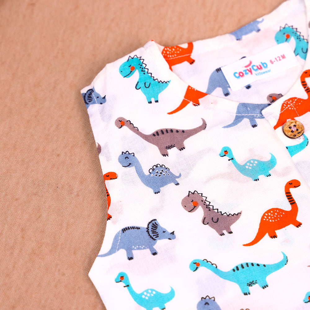 Little Dino Days Cotton Jabla & Shorts Co-ord Set