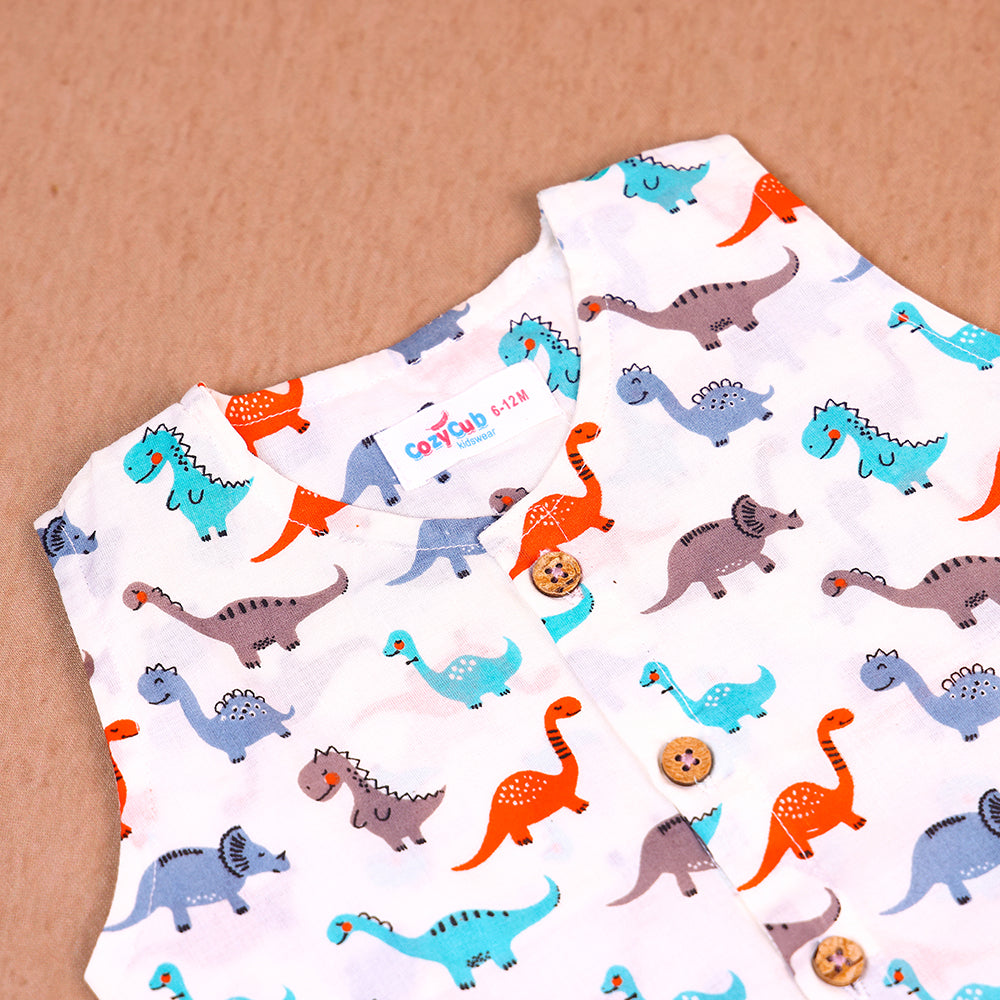 Little Dino Days Cotton Jabla & Shorts Co-ord Set