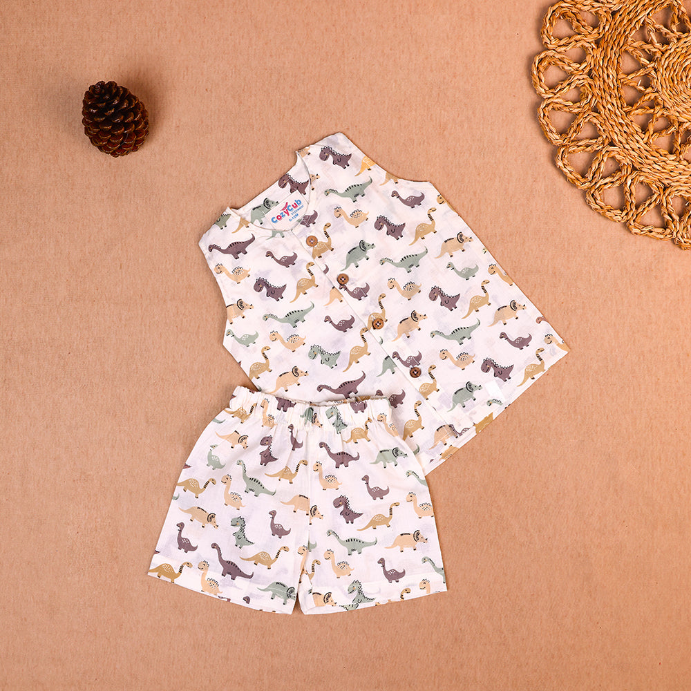 Dino Adventure Cotton Jabla & Shorts Co-ord Set