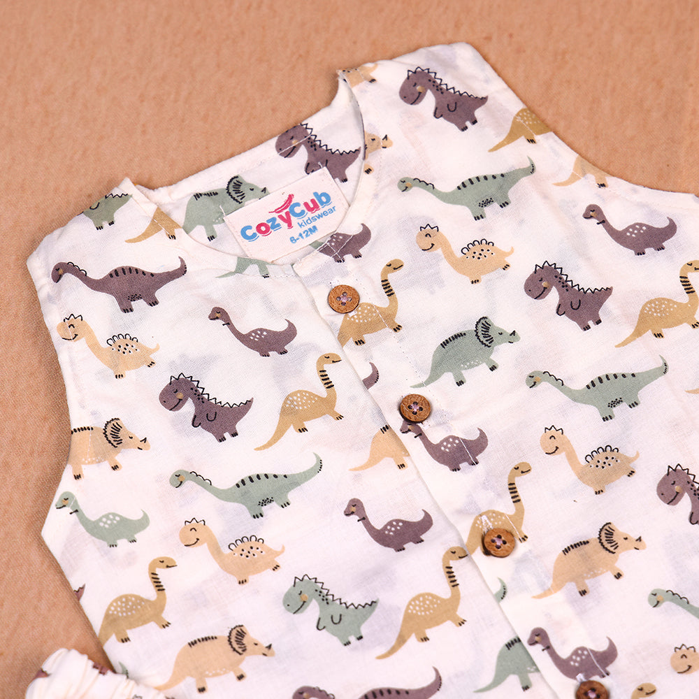 Dino Adventure Cotton Jabla & Shorts Co-ord Set