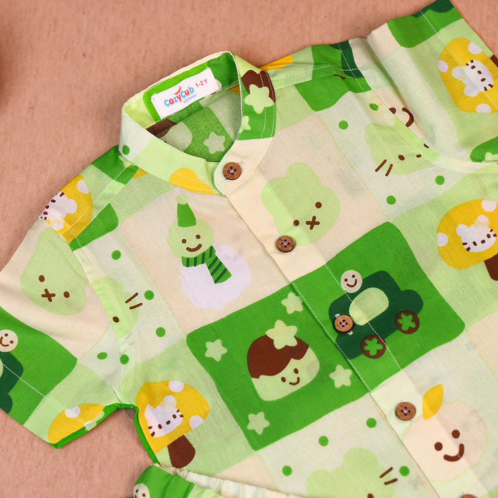 Fresh Green Playtime Print Cotton Co-ord Set for Boys