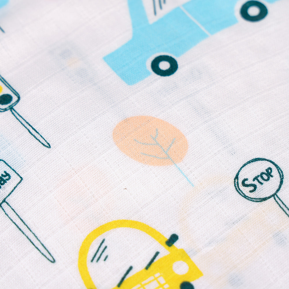 Colourful Cars & Traffic Print Muslin Knot Jabla