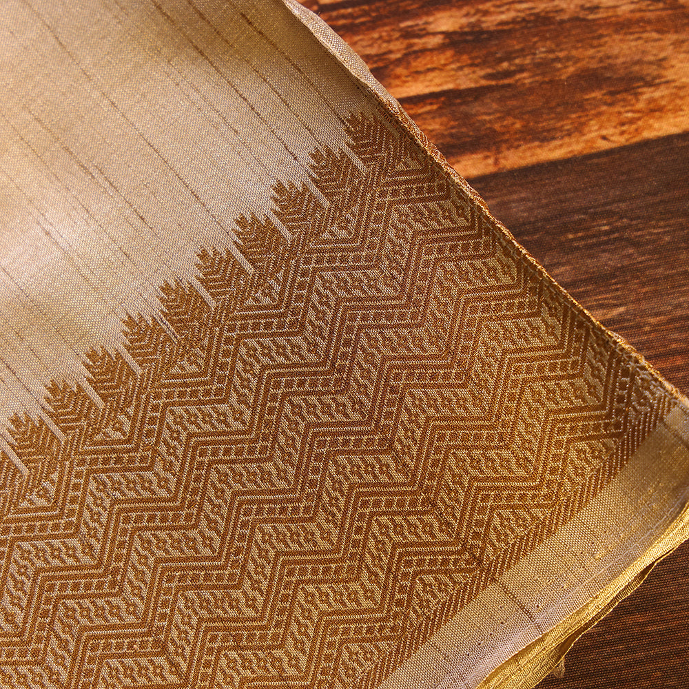 Ivory Silk-Cotton Dhoti with Chevron Zari Border – Traditional Festive Wear for Boys