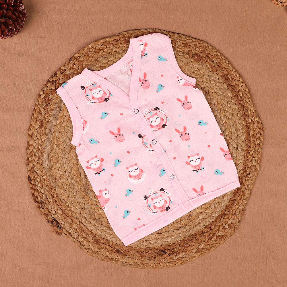 Forest Friends Muslin Jabla – Soft Pink