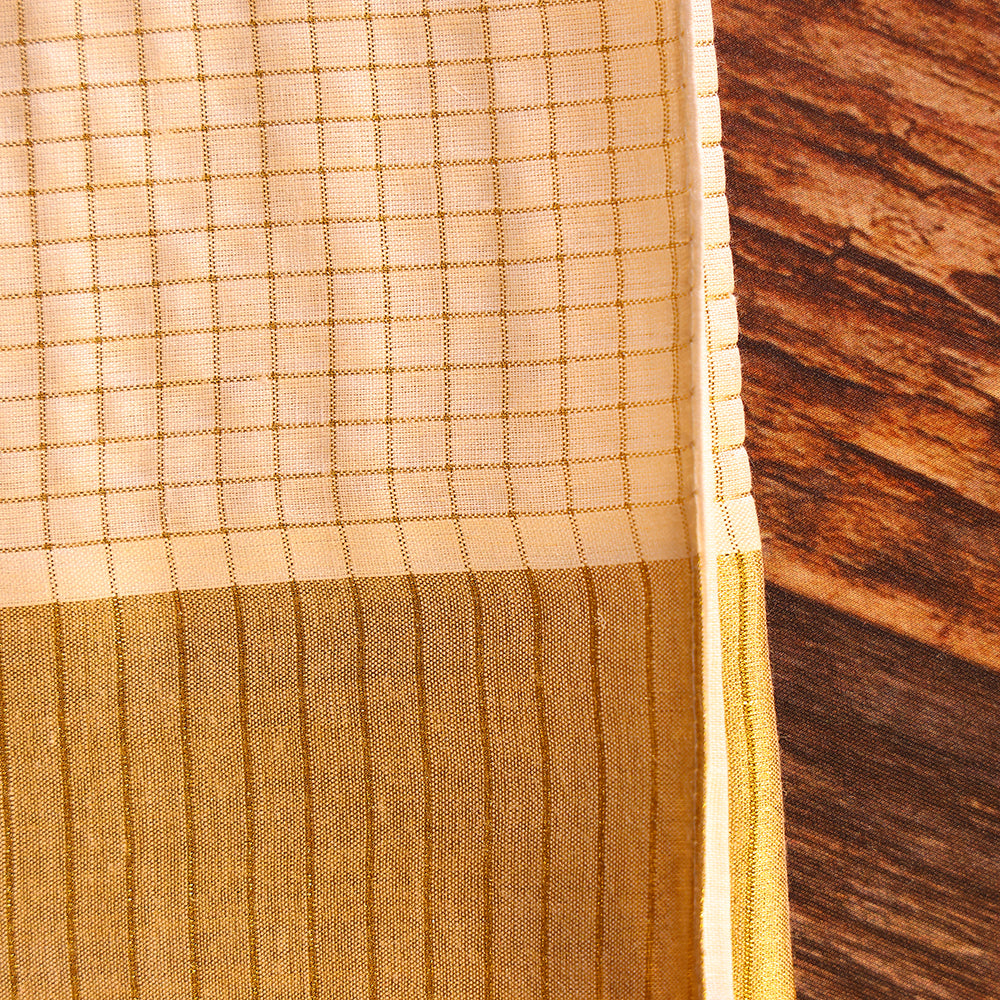 Golden Checkered Zari Border Cotton Dhoti for Boys – Festive Traditional Wear