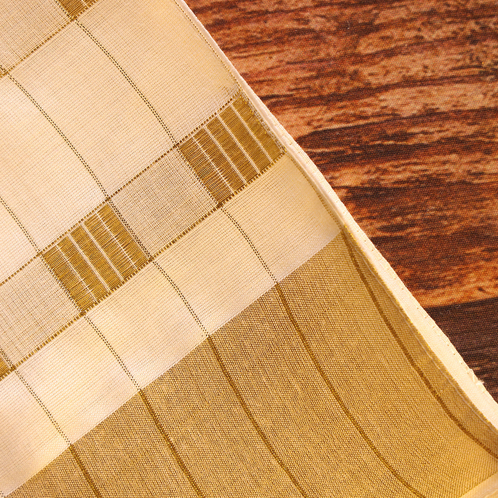 Golden Checkered Zari Border Cotton Dhoti