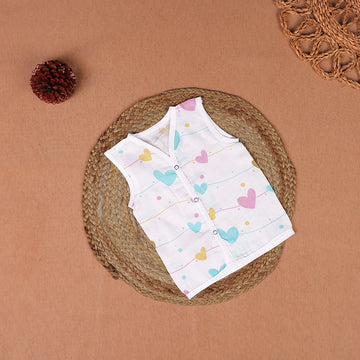 Rainbow Hearts Muslin Jabla – Pure White