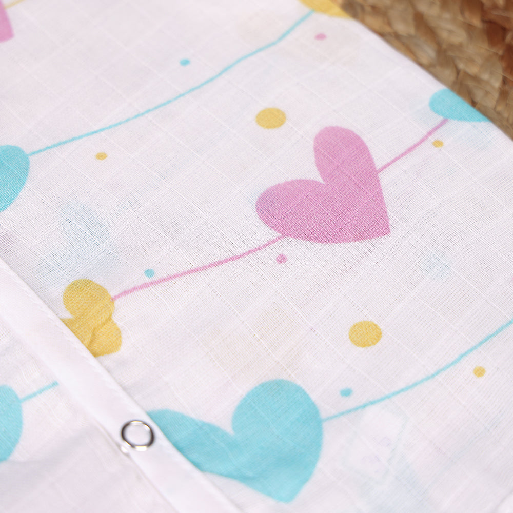 Rainbow Hearts Muslin Jabla – Pure White