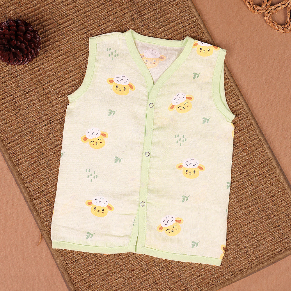 Cute Lamb Muslin Jabla – Mint Green