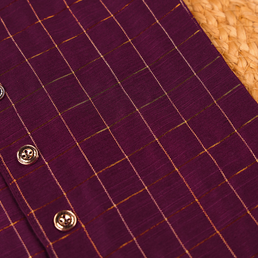 Deep Purple Raw Silk Ethnic Vest & Pant Set