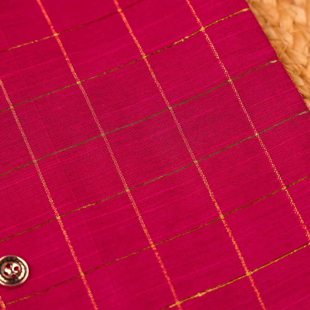 Fuchsia Raw Silk Ethnic Vest & Pant Set