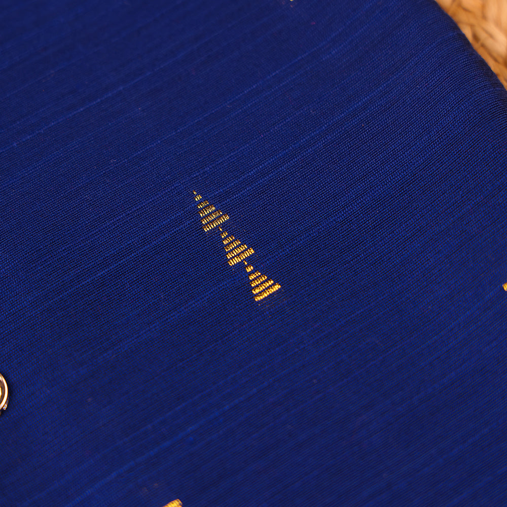 Navy Blue Raw Silk Ethnic Vest & Pant Set