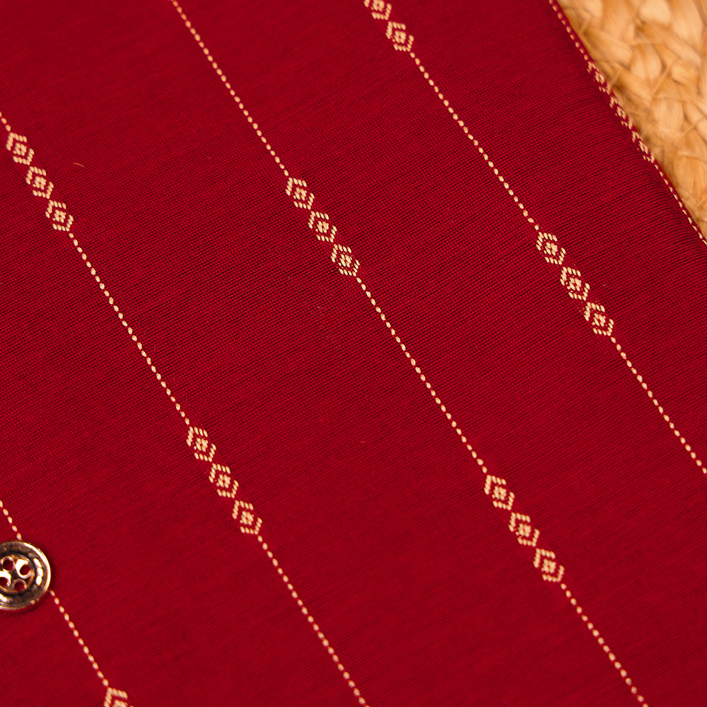 Maroon Raw Silk Ethnic Vest & Pant Set