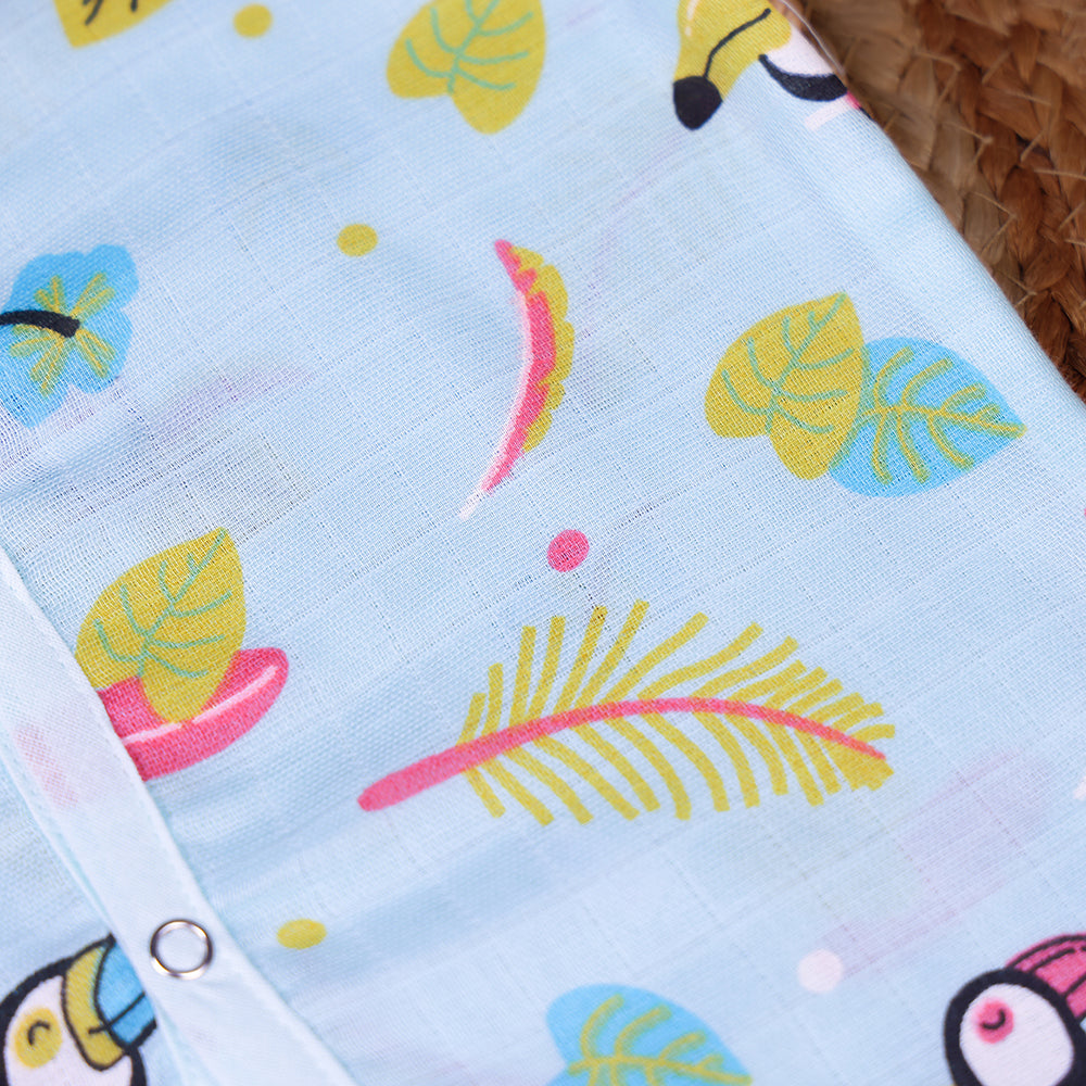 Tropical Toucan Muslin Night Suit Set – Sky Blue