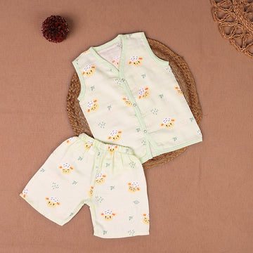 Mint Green Lamb Print Muslin Coord Set