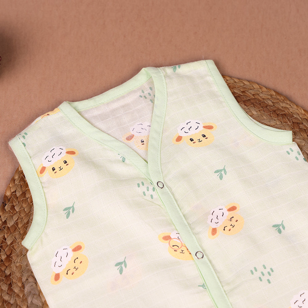 Mint Green Lamb Print Muslin Coord Set