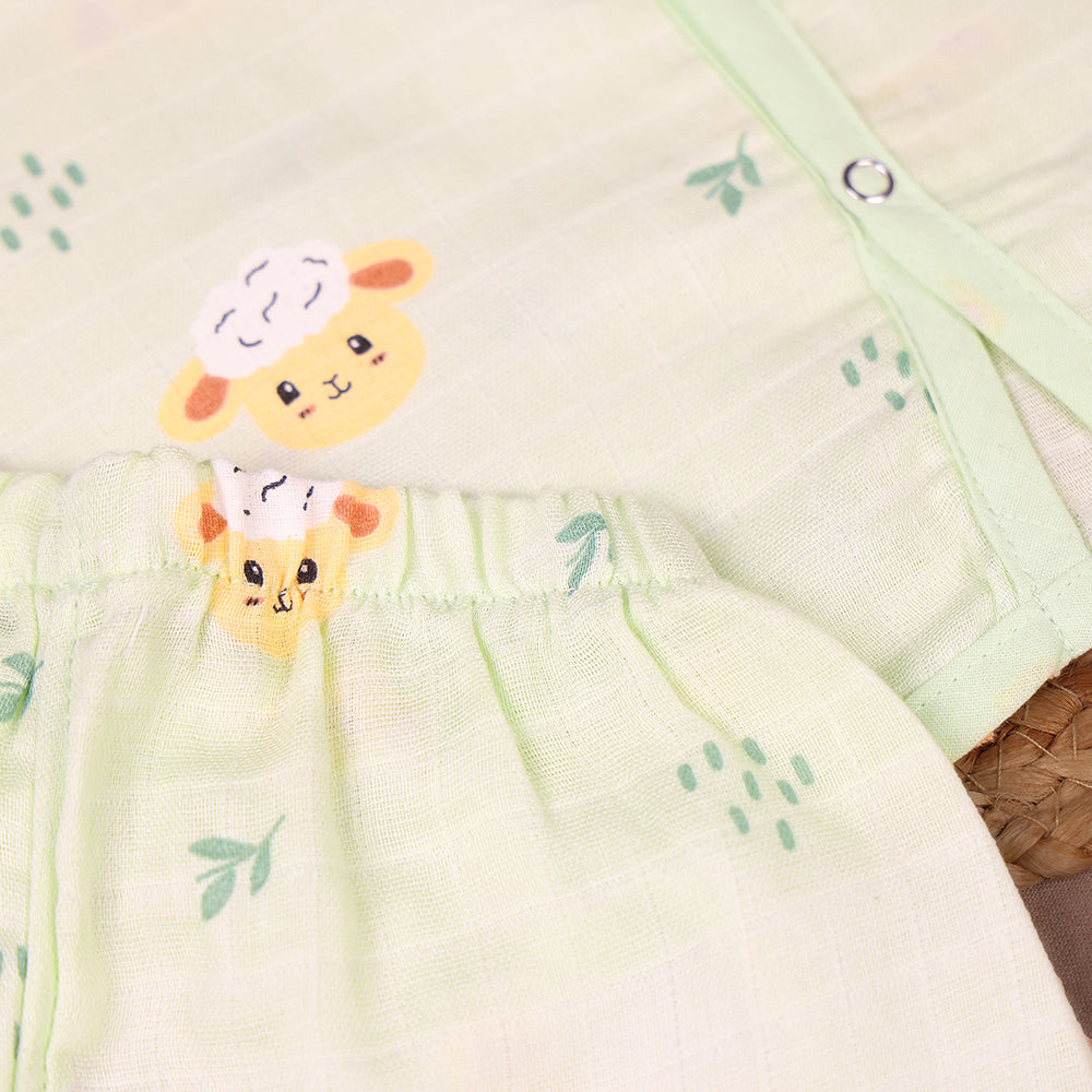 Mint Green Lamb Print Muslin Coord Set