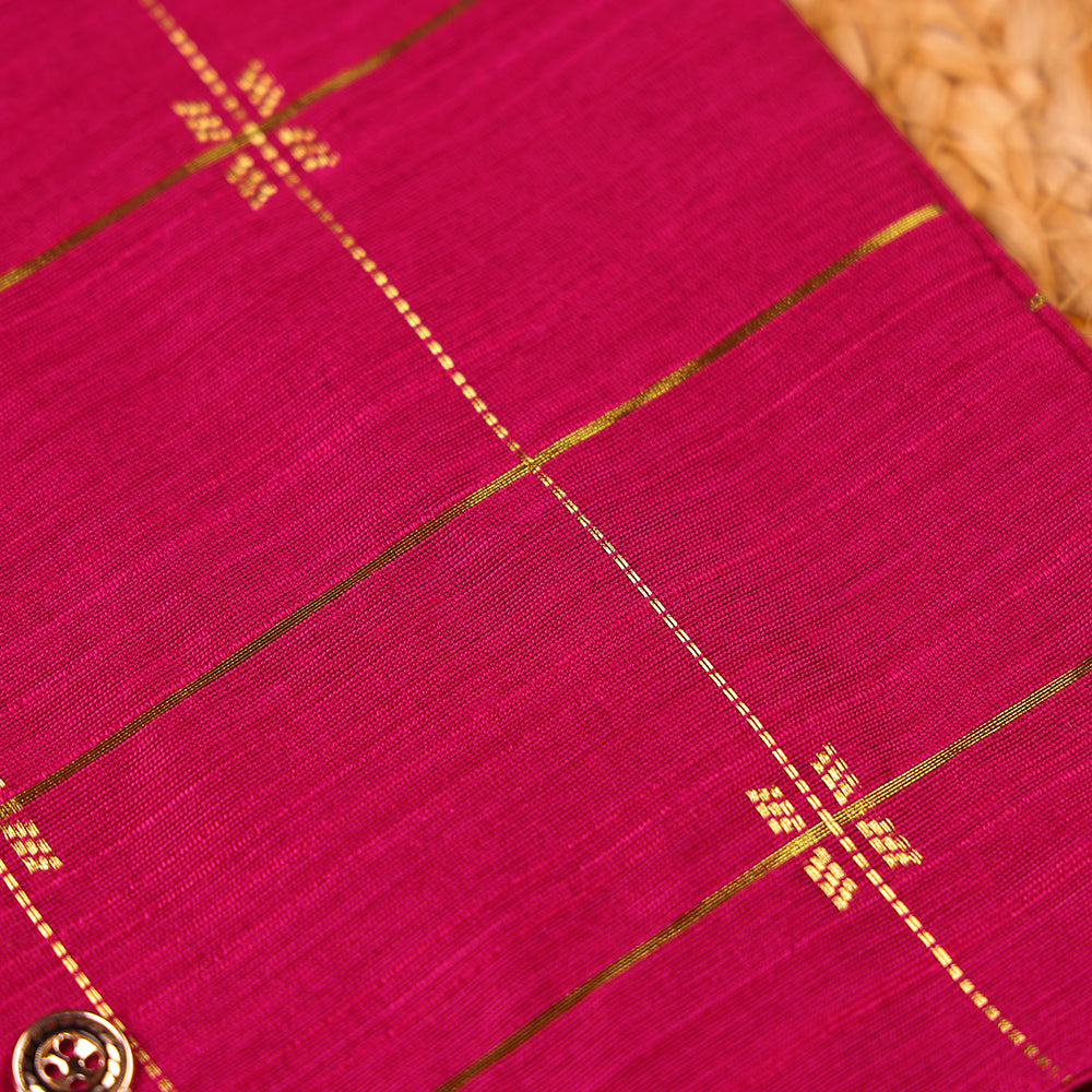 Magenta Raw Silk Ethnic Vest & Pant Set