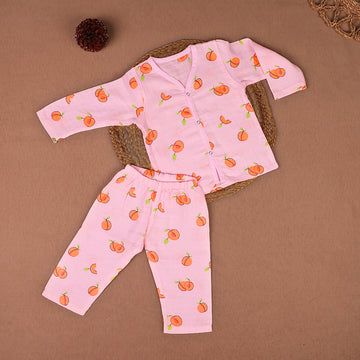 Sweet Peach Muslin Night Suit Set – Blush Pink (Full Sleeve)