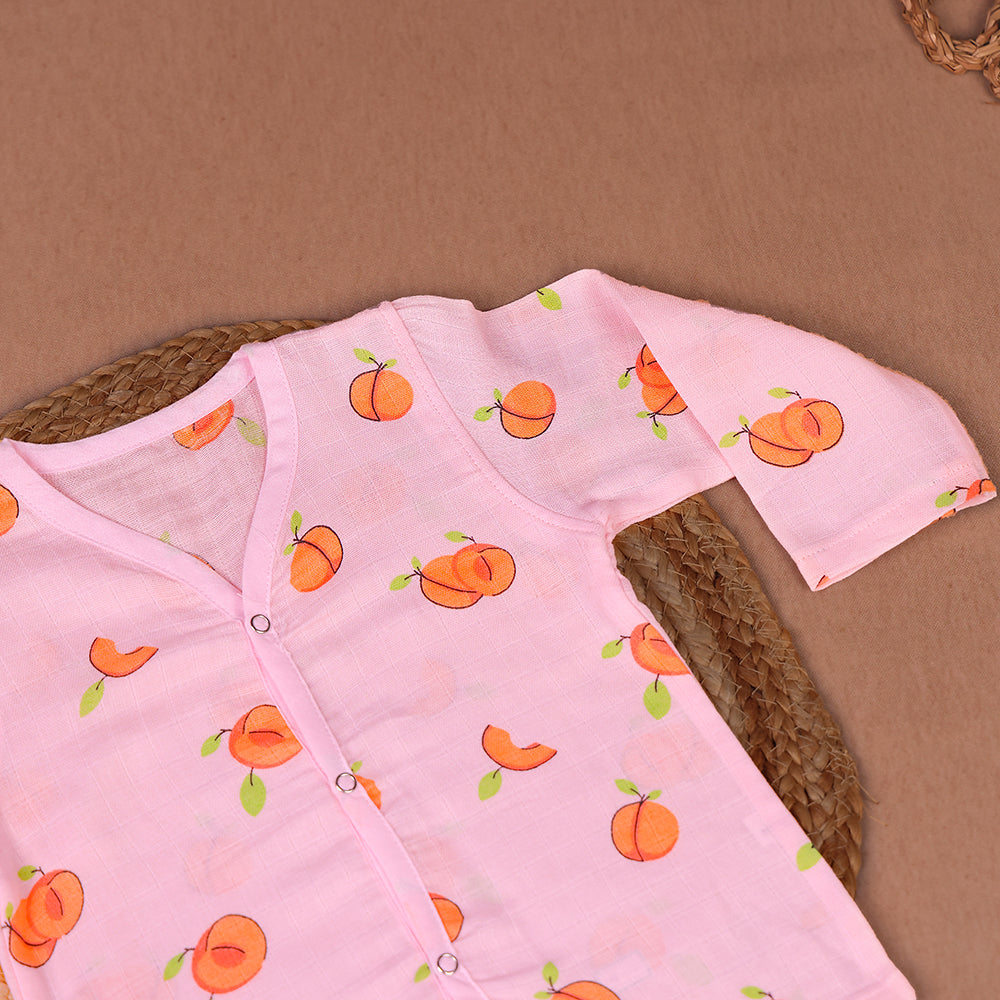 Sweet Peach Muslin Night Suit Set – Blush Pink (Full Sleeve)
