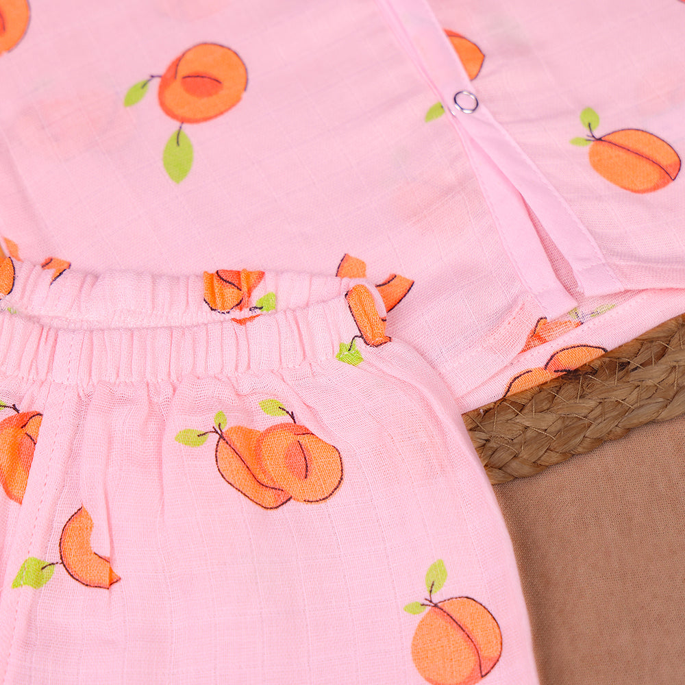 Sweet Peach Muslin Night Suit Set – Blush Pink (Full Sleeve)