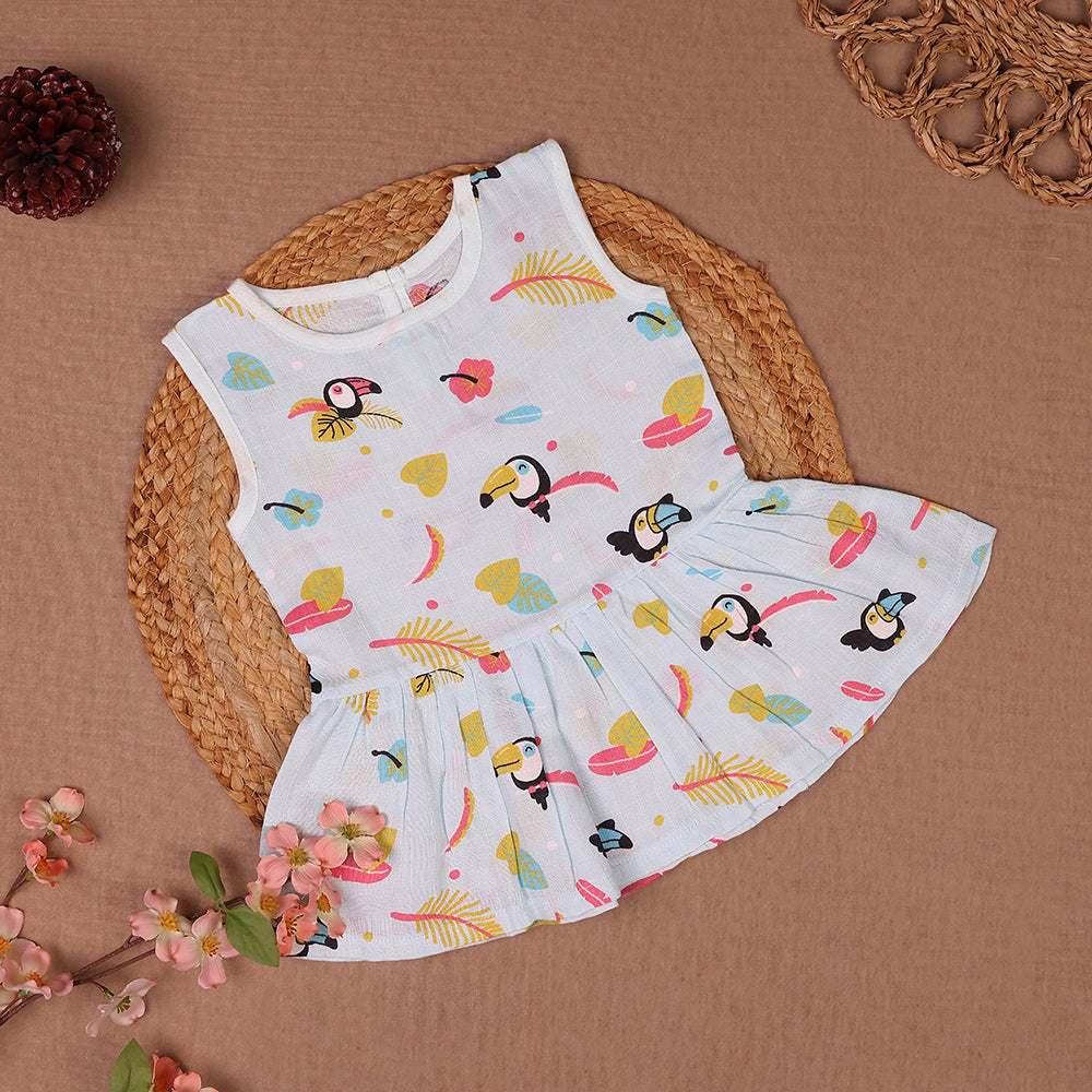 Tropical Toucan Muslin Frock