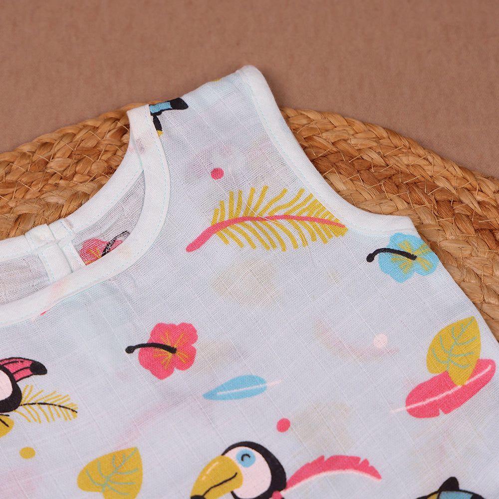 Tropical Toucan Muslin Frock