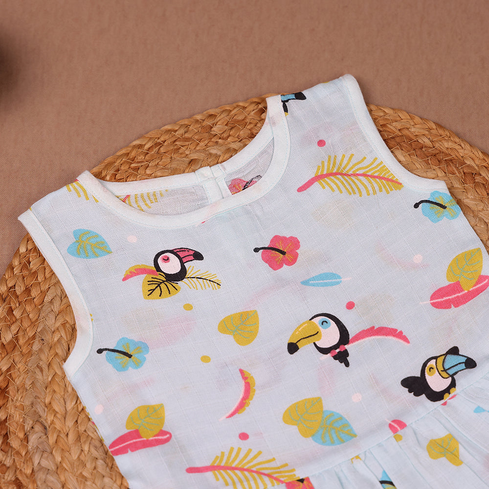 Tropical Toucan Muslin Frock
