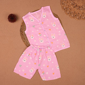 Bunny Garden Muslin Jabla & Shorts Set