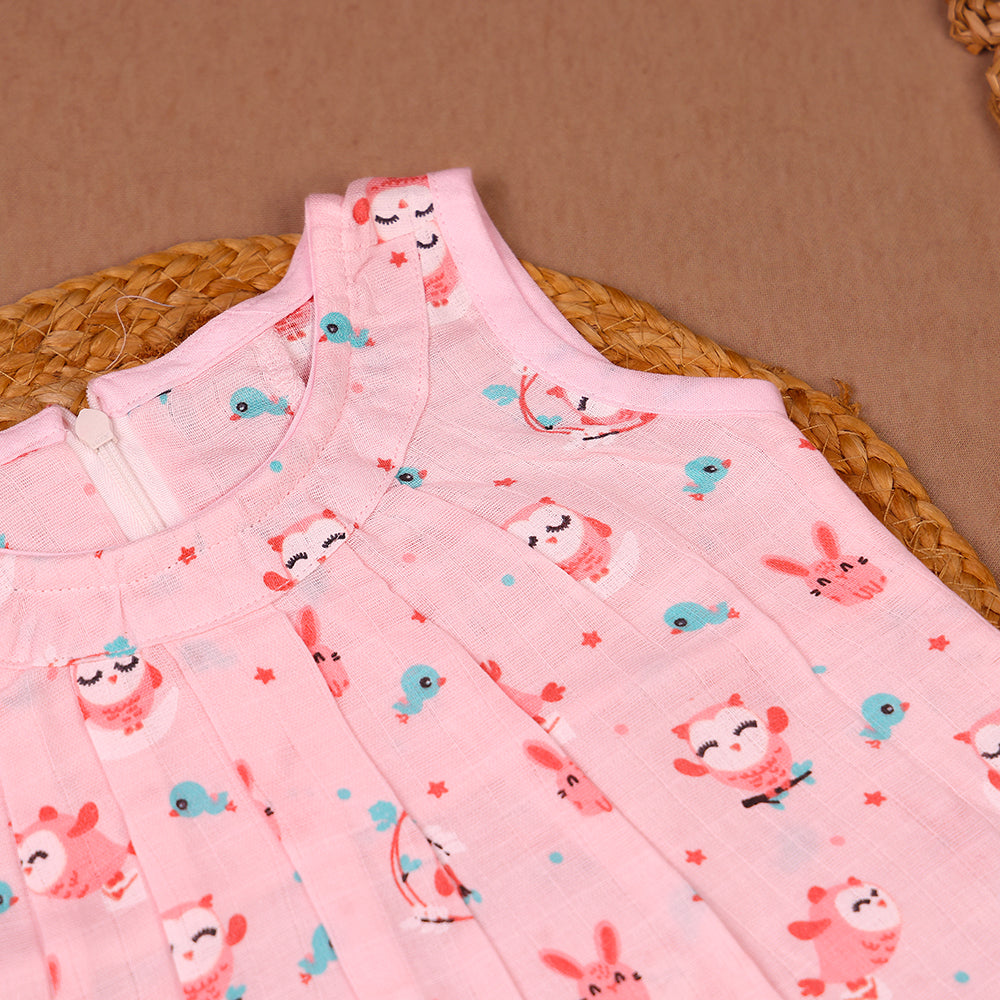 Forest Friends Muslin Zip Frock