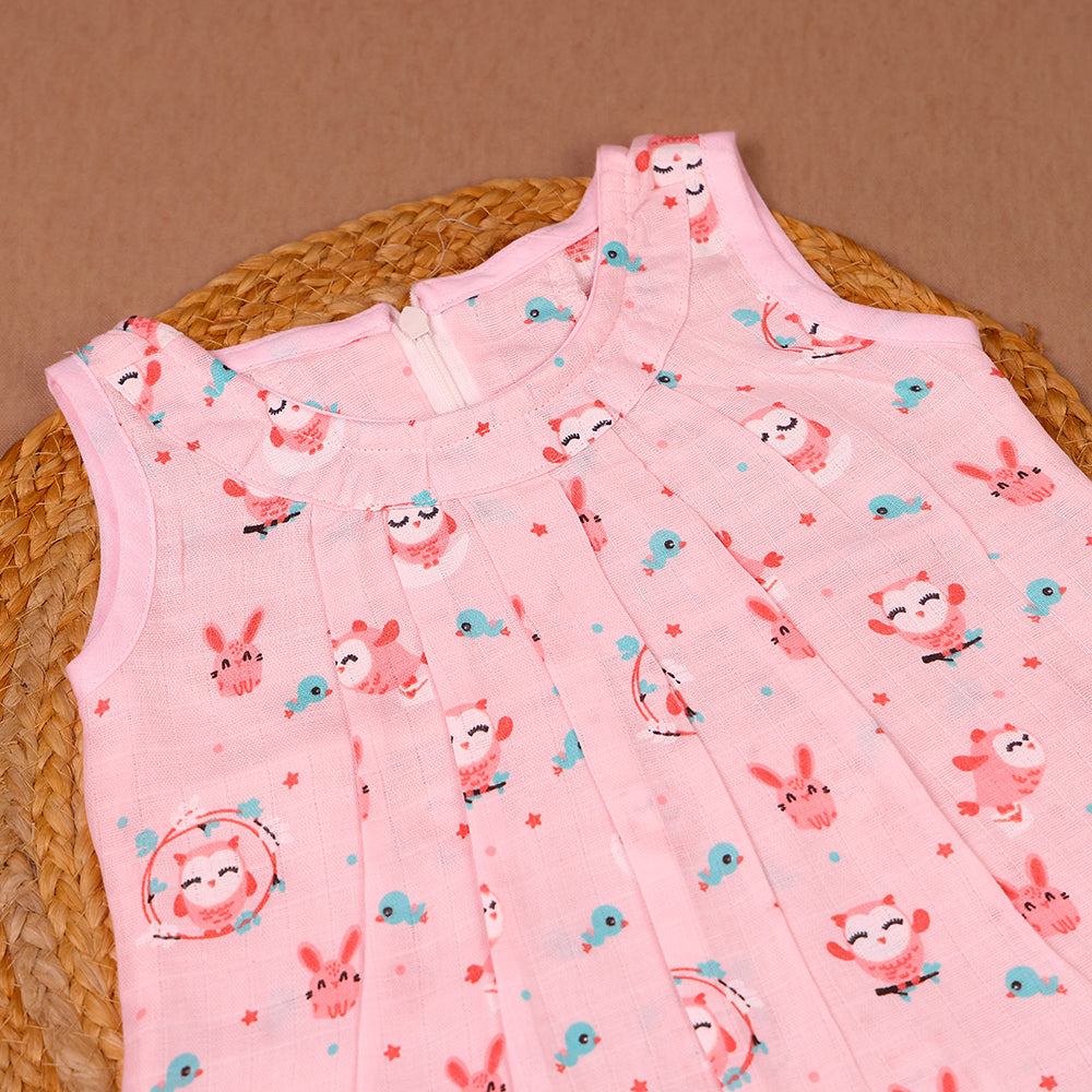 Forest Friends Muslin Zip Frock