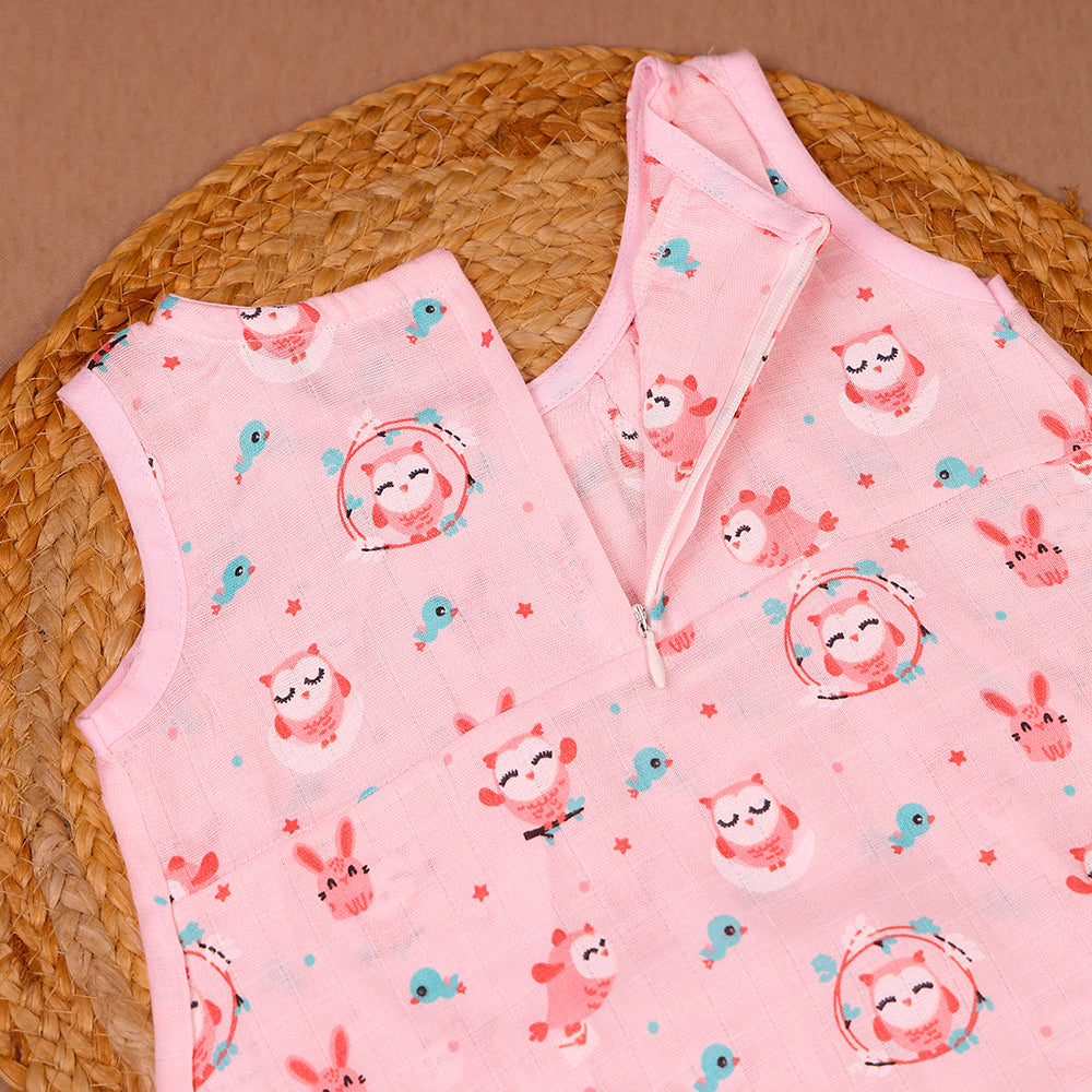 Forest Friends Muslin Zip Frock