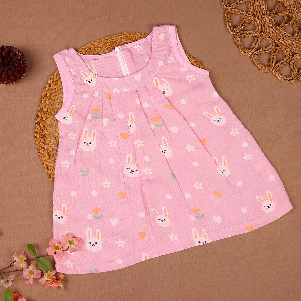 Bunny Blossom Muslin Zip Frock