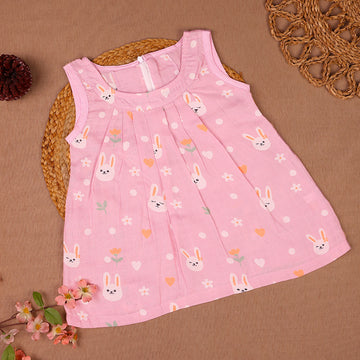 Bunny Blossom Muslin Zip Frock