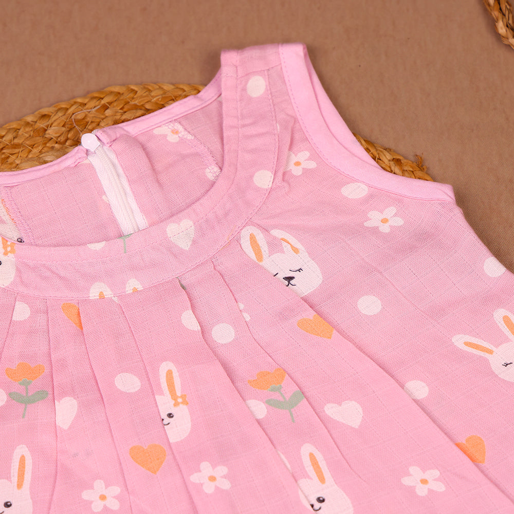 Bunny Blossom Muslin Zip Frock