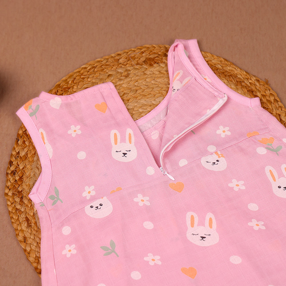 Bunny Blossom Muslin Zip Frock