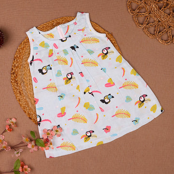 Tropical Toucan Muslin Zip Frock