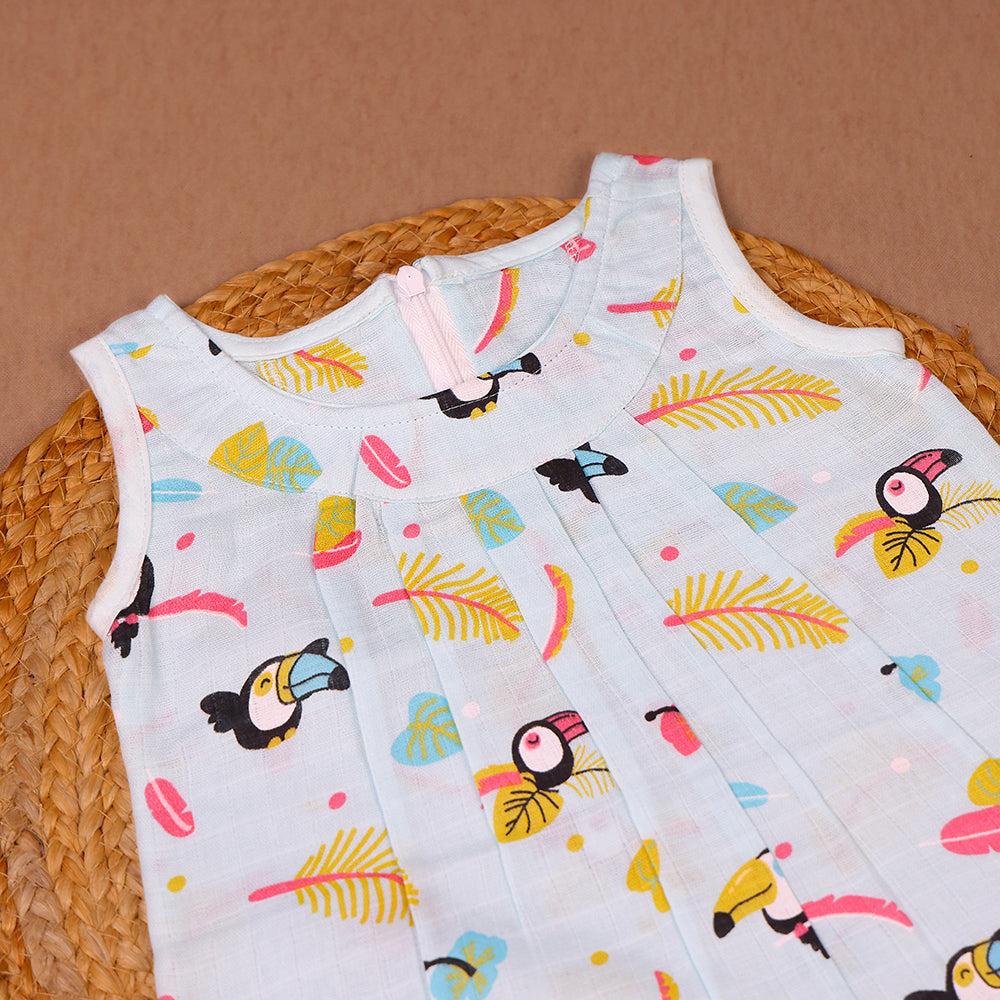 Tropical Toucan Muslin Zip Frock