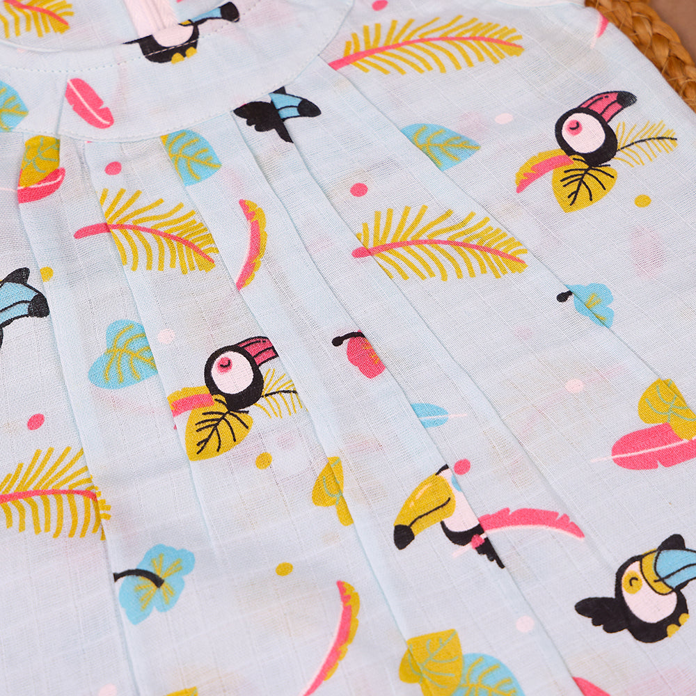 Tropical Toucan Muslin Zip Frock