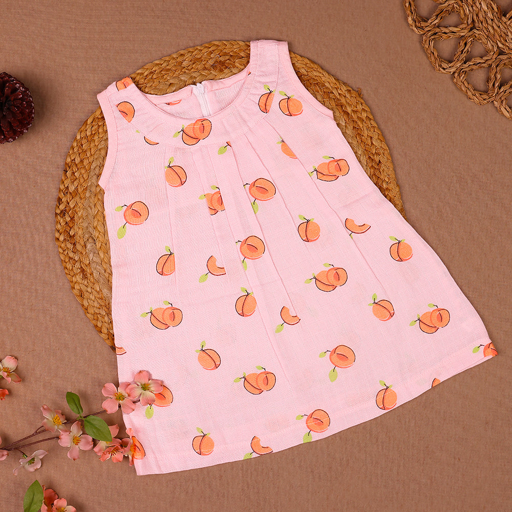 Sweet Peach Muslin Zip Frock