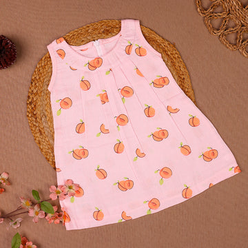 Sweet Peach Muslin Zip Frock